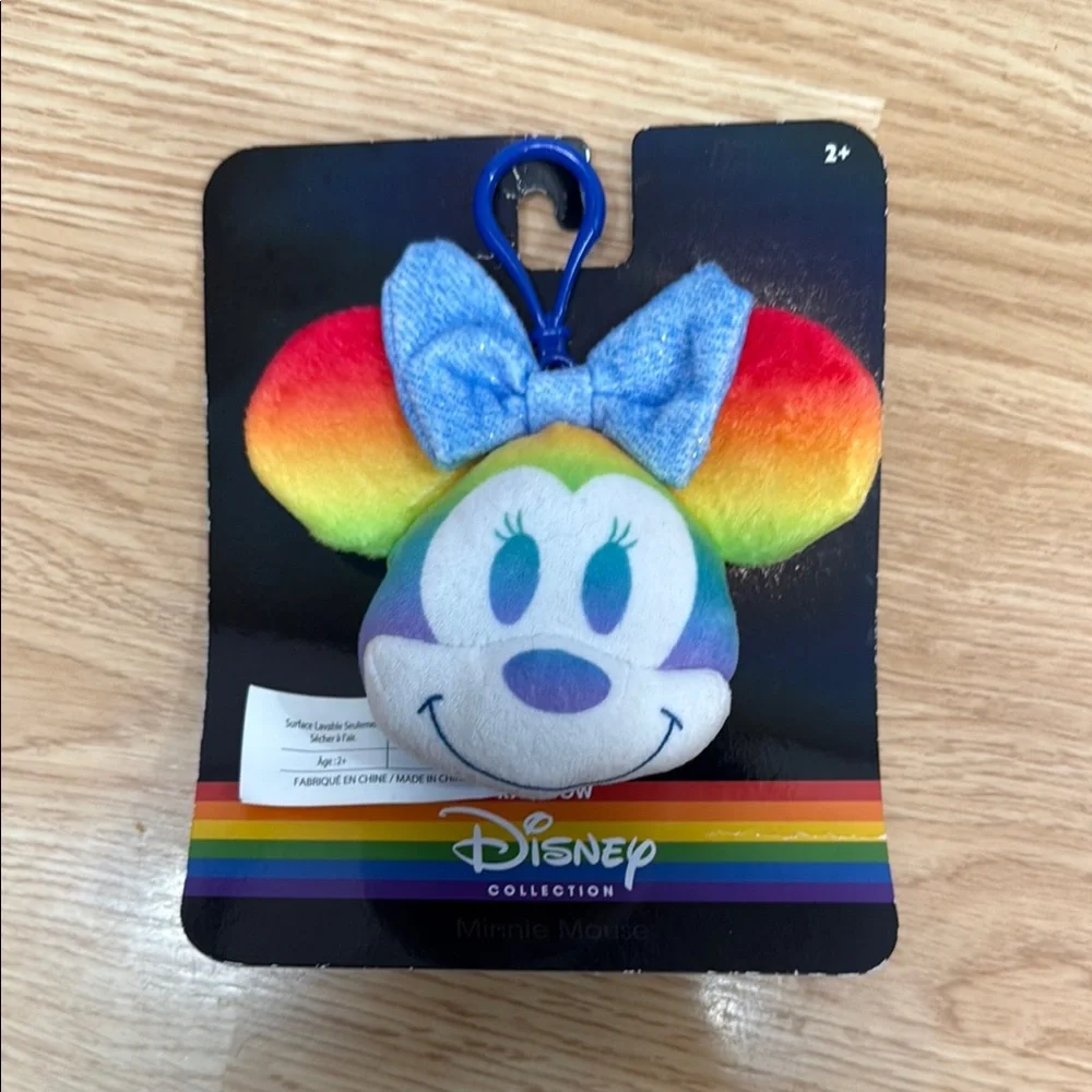 Disney Rainbow Collection Minnie Mouse Plush Keychain Bag Charm Pride NWT